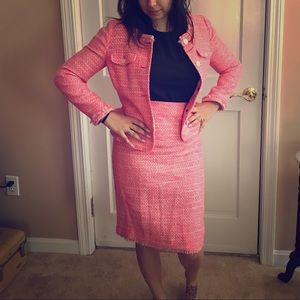 J. Crew Tweed Skirt in Neon Fuchsia